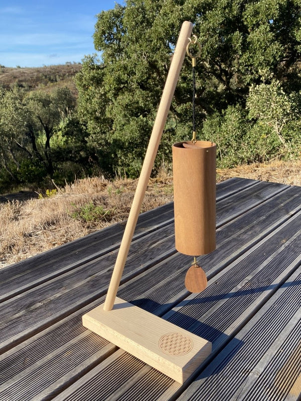 Koshi Earth Symphony Chime + Flower of Life Stand. Made in France - wind chime set with stand