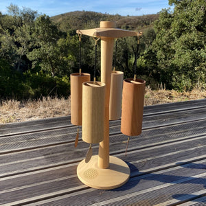 Set di 4 carillon Koshi Earth Symphony + supporto Premium Fiore della Vita. Fatti in Francia