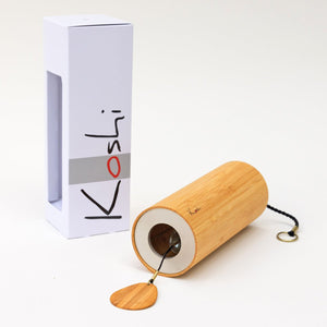 Koshi Ignis wind chime, handcrafted bamboo resonance tube with eight metal rods, Fire element, made in France